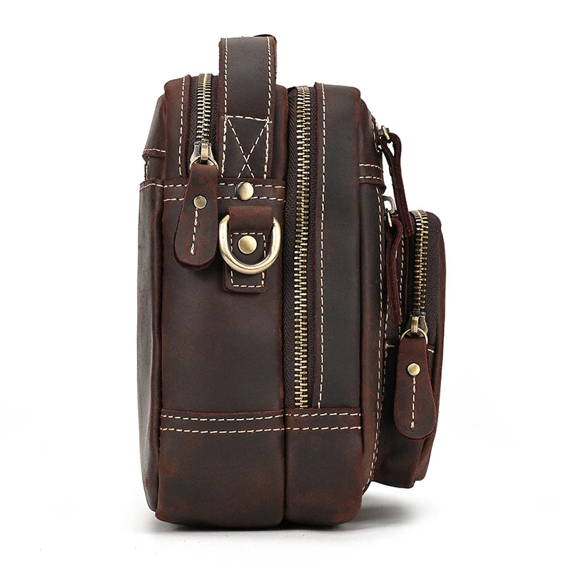 Brown leather crossbody mini bag for everyday use