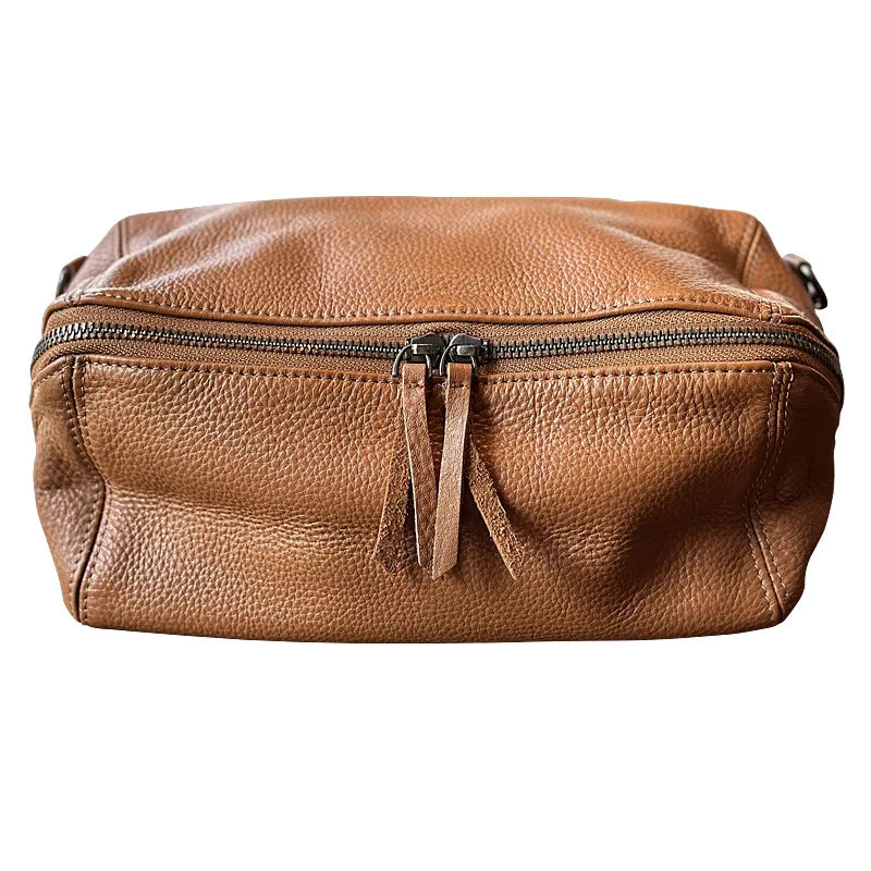 Brown leather crossbody mini bag, perfect for casual outings