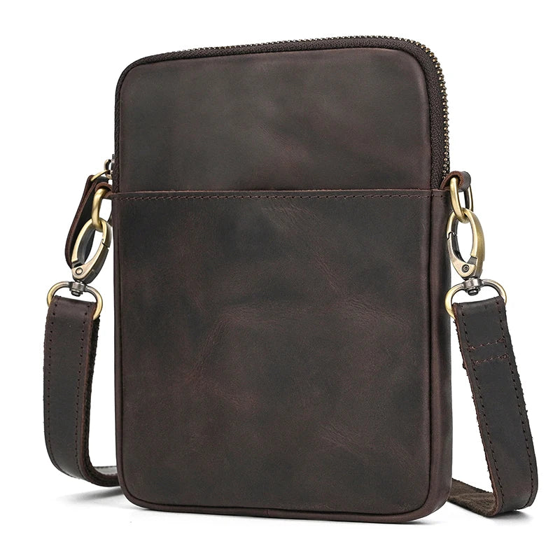Brown leather crossbody mini bag for everyday use