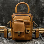 Women's brown leather crossbody mini bag for casual outings