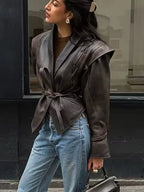 Women's black leather faux jacket for trendy fall outfits