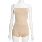 Beige strapless bodysuit, soft material, versatile lingerie for women