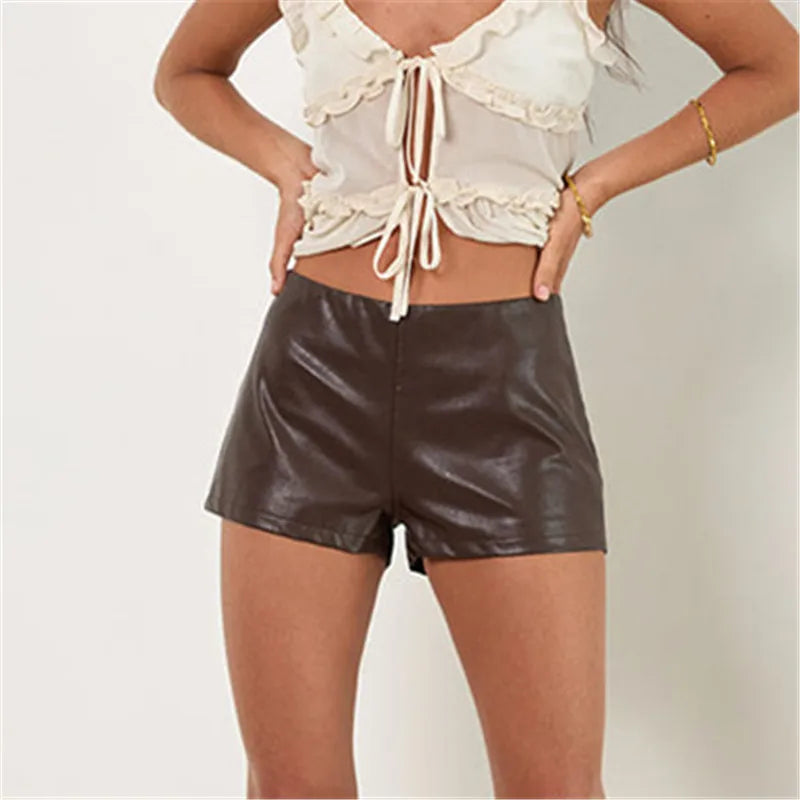 VacationGrabs low rise jean shorts in brown, stylish summer wear