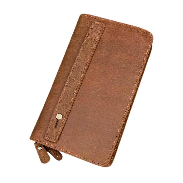 Luxury Double Zipper Leather Wallet for Men & Women with