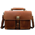 Luxury Genuine Leather Briefcase Laptop Bag Vintage Shoulder