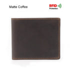 Matte coffee wallet leather mens with RFID protection feature