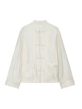 Women's white jacket with mandarin collar, casual style, lightweight fabric