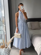 Light blue shirt dress, cotton blend, perfect for summer outings and maxi dress.