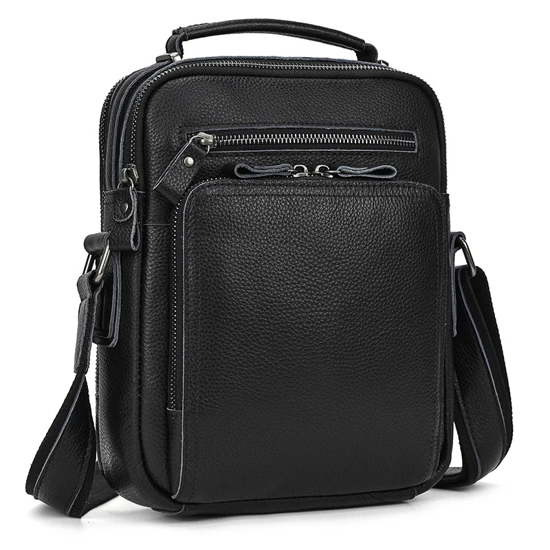 Men's crossbody bag in black, faux leather, perfect for travel