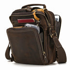 mens crossbody bag in brown leather, perfect for travel and daily use