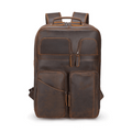 VacationGrabs mens leather backpack with multiple front pockets and adjustable straps for versatile use