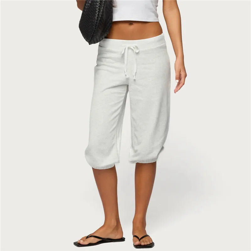 VacationGrabs women's white cropped pants, soft material, casual wear