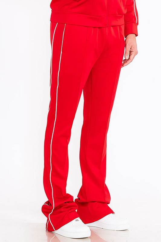 Men's red activewear pants, soft material for workouts and casual wear