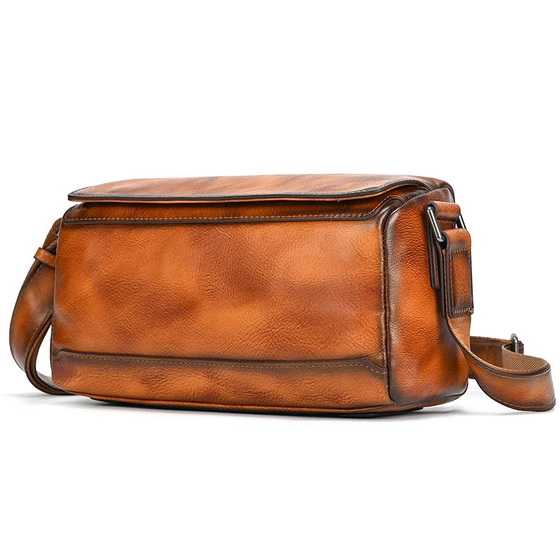 Mini leather crossbody bag in brown, perfect for everyday use