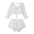 Women's white pajama set, lightweight fabric for cozy lounging