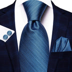 Pastel Solid Silk Wedding Ties Cufflink Set - VacationGrabs