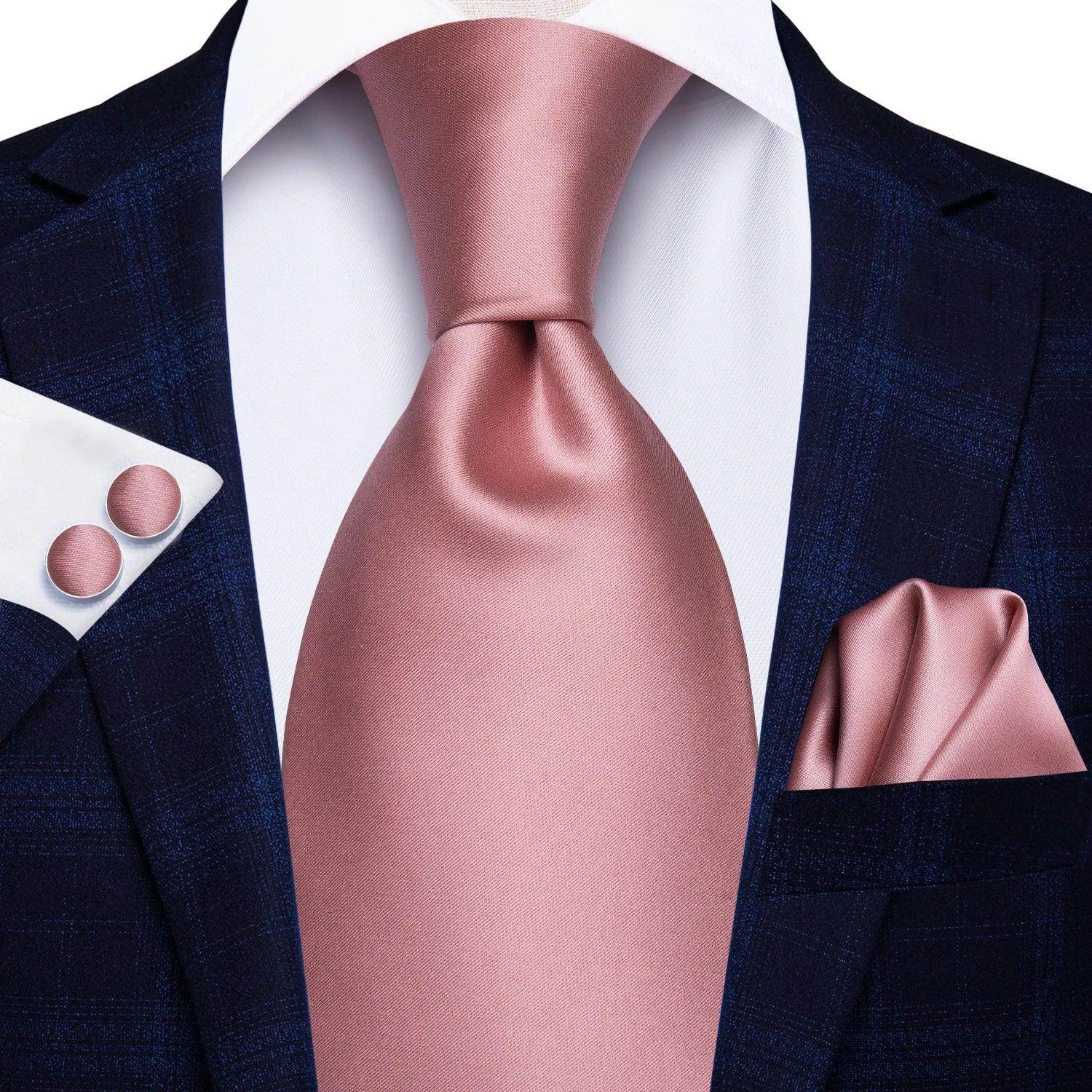 Pastel Solid Silk Wedding Ties Cufflink Set - VacationGrabs