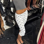 Women's white polka dot pants, stylish and versatile for casual wear