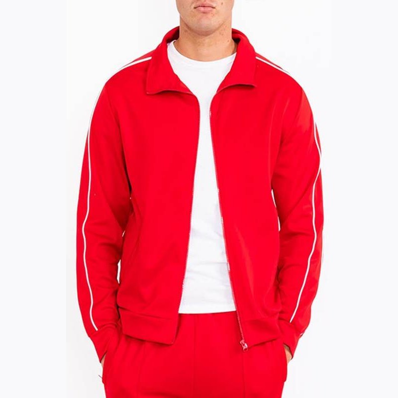 Men's red colour leather jacket for activewear and casual outings