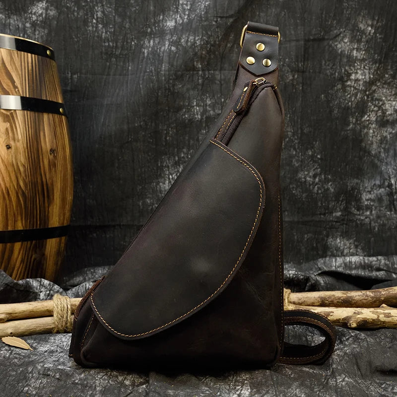 Brown leather sling bag, quality leather protection for everyday use