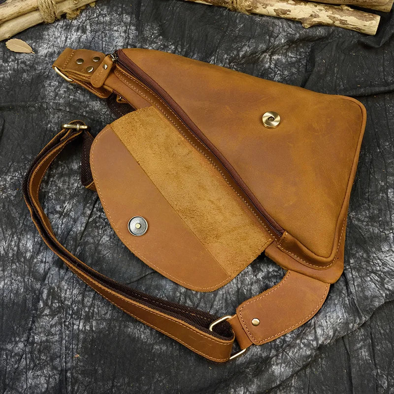 Brown leather crossbody bag, durable design for quality leather protection