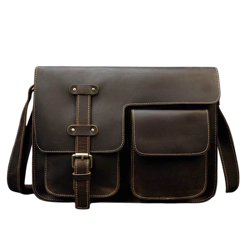Retro Genuine Leather Laptop Shoulder Bag Business Messenger