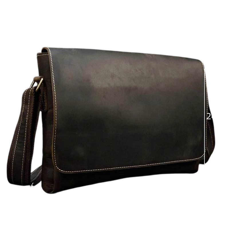Retro Genuine Leather Laptop Shoulder Bag Business Messenger