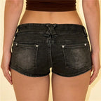 Women's black denim shorts for casual summer outings