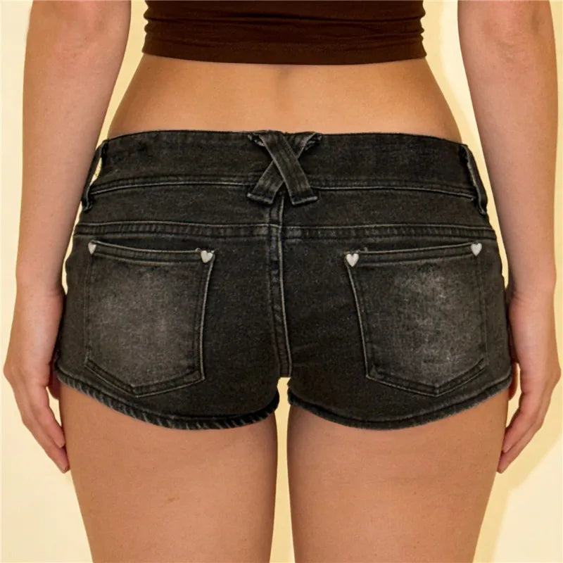 Women's black denim shorts for casual summer outings
