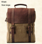 Khaki sprayground backpack with leather accents for everyday use