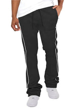 Men's black stacked pants, comfortable fabric for casual wear