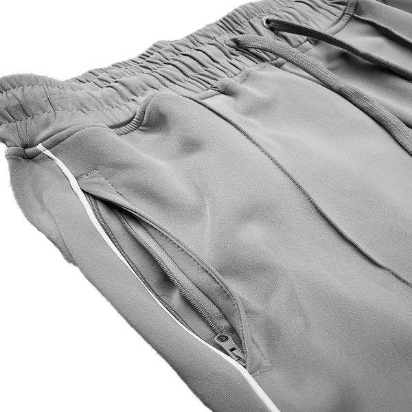 Men's gray stacked pants, lightweight fabric for active wear