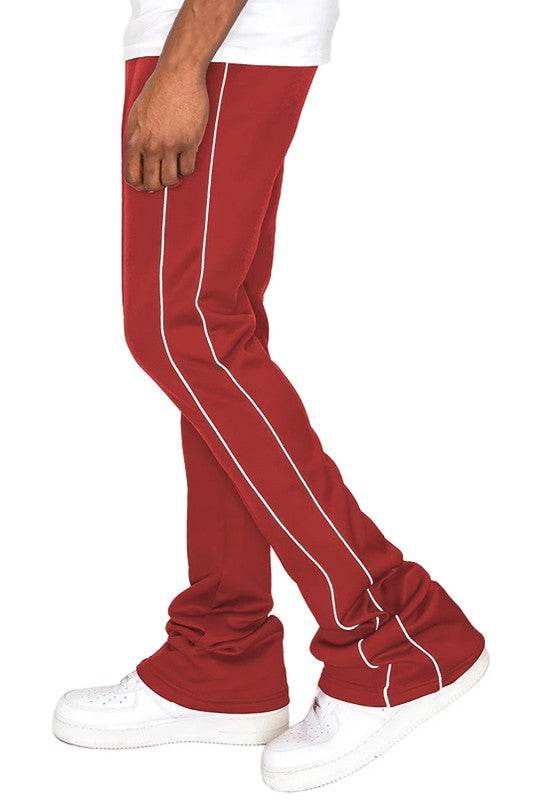 Men's red stacked pants by WEIV, comfortable cotton for active wear