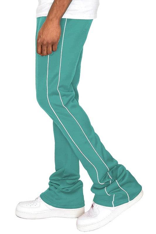 Men's teal stacked pants, comfortable activewear for workouts