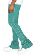 Men's teal stacked pants, comfortable activewear for workouts