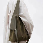 SHOMICOBOUTIQUE suede large capacity shoulder bag in olive green, stylish and practical for everyday use
