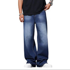 Men's loose-fit denim jeans by VacationGrabs for supreme streetwear style