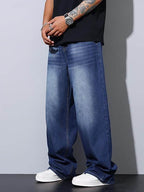 Men's blue baggy jeans for supreme streetwear style