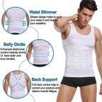 Men's white compression tank top designed for tummy control