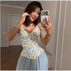 Women's floral top cami, lightweight fabric for casual outings