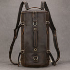 Brown leather travel backpacking backpack for outdoor adventures