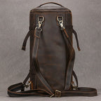 Brown leather travel backpacking backpack for outdoor adventures