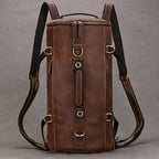 Brown leather travel backpacking backpack for adventurers and travelers