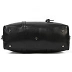 Black leather travel bag with sturdy bottom for durable use