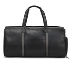 black leather travel bag for weekend getaways and trips