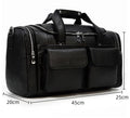 Black leather travel bag with multiple pockets for easy organization