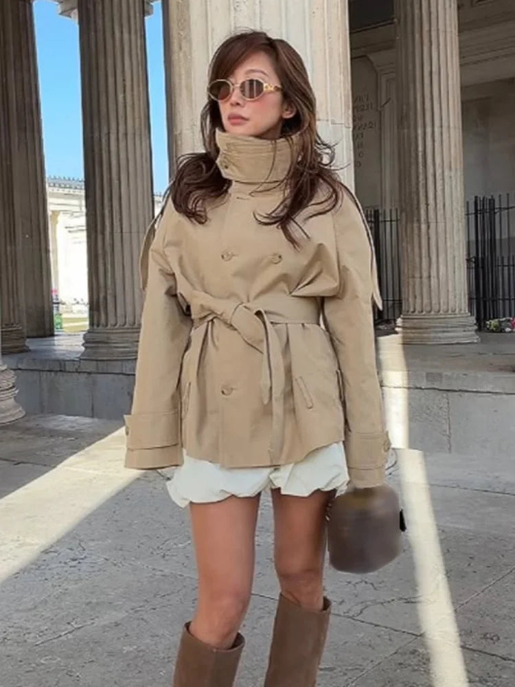 Women's beige trench & coat for stylish outdoor wear