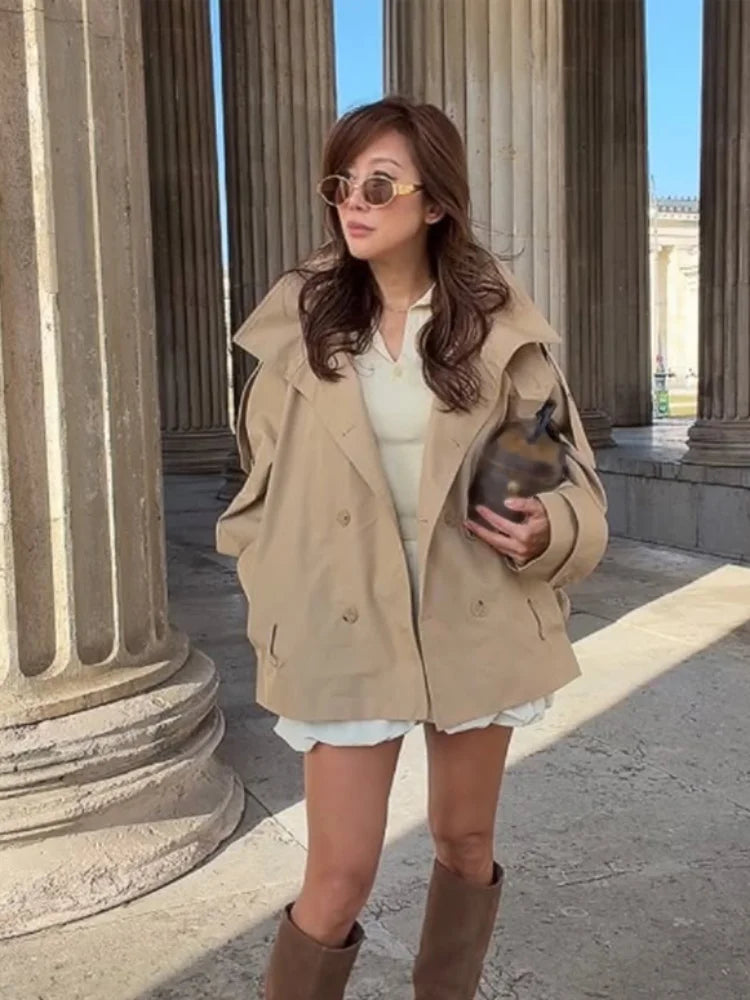 Women's beige trench & coat, stylish outerwear for cool weather
