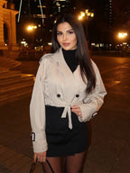 Women's beige trench coat for stylish evening outings