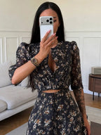 Women's floral two piece set, chic design for casual outings